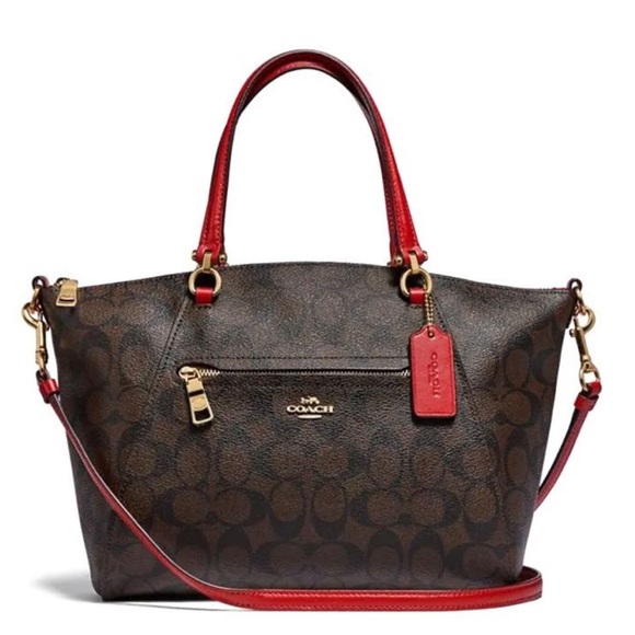 Coach Handbags - Coach Prairie Satchel Signature Canvas Brown Red